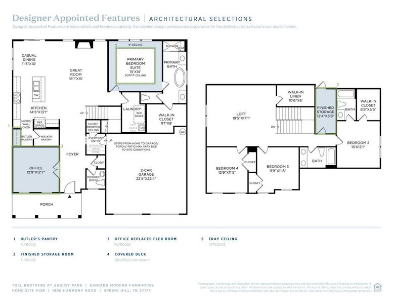 2D floor plan layout of this home in Toll Brothers at August Park, Spring Hill, TN (Image 4).