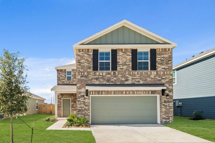 Front exterior of a new home in Laurel Farms, Brookshire, TX, highlighting curb appeal (Image 20). Front exterior of a new home in Laurel Farms, Brookshire, TX, highlighting curb appeal (Image 20).
