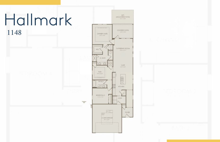 2D floor plan layout of this home in The Haven at Riverlights, Wilmington, NC (Image 3).