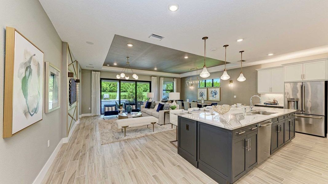 Kitchen into Great Room - Model shown is without Bonus Room