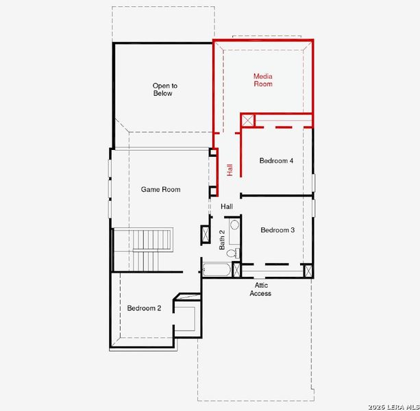 2D floor plan layout of this home in Stillwater Ranch, San Antonio, TX (Image 3).