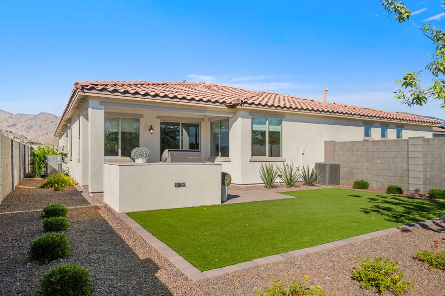 Backyard with Covered Patio | Brisa | Mira Vista at Victory in Buckeye, AZ by Landsea Homes