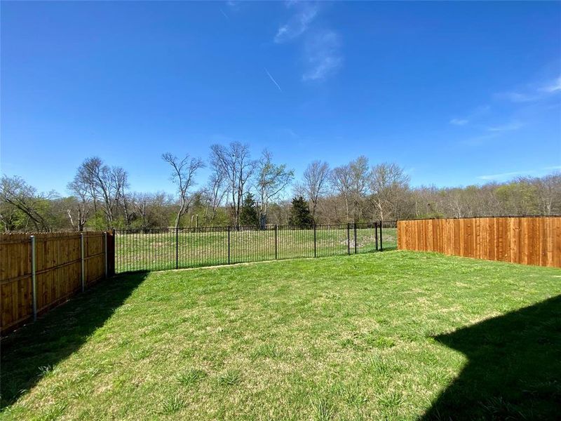 Great back yard backs to serene nature area w/iron fence & gate!