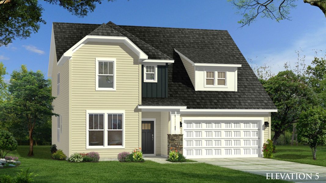 Representative exterior photo of a completed home built from the Drayton by DRB Homes in Woodglen, Piedmont, SC (Image 25).