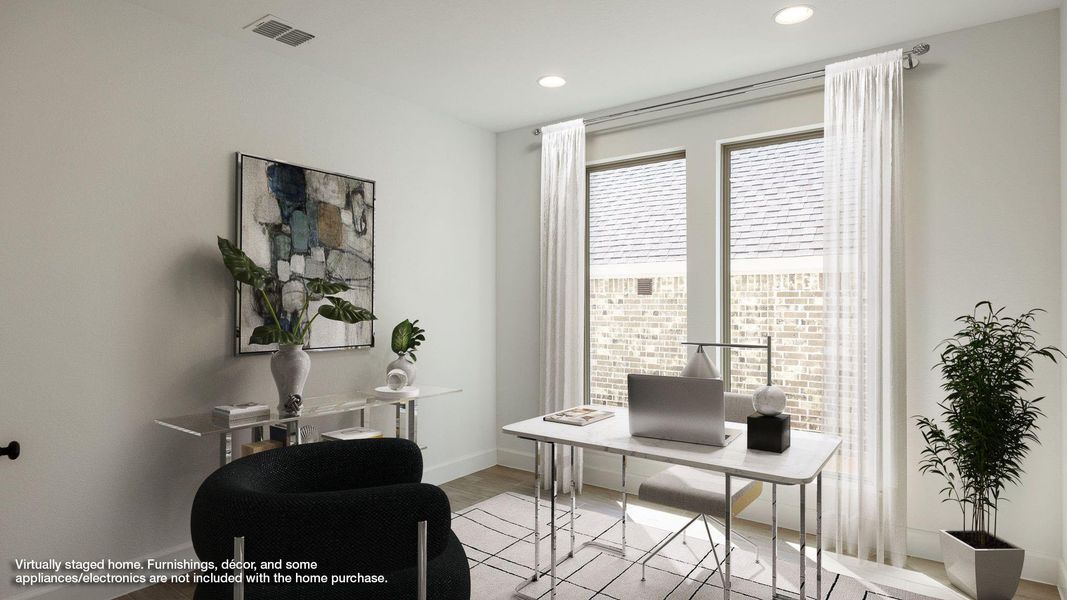 Office area featuring light wood-style flooring and recessed lighting Office area featuring light wood-style flooring and recessed lighting
