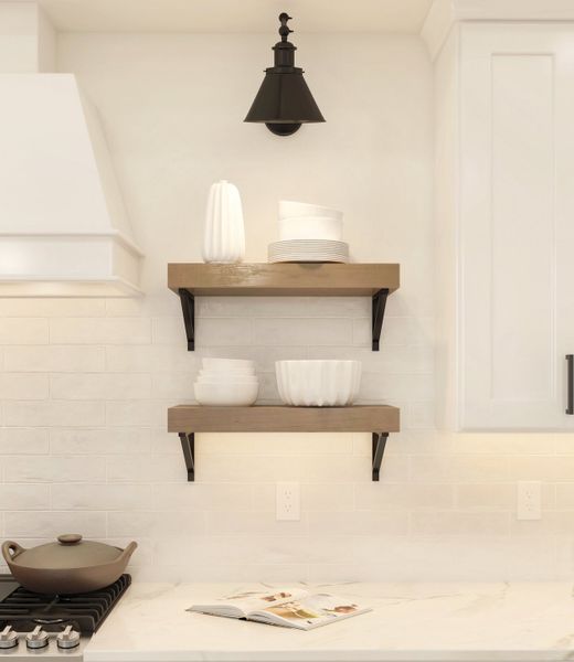 Kitchen with floating shelves