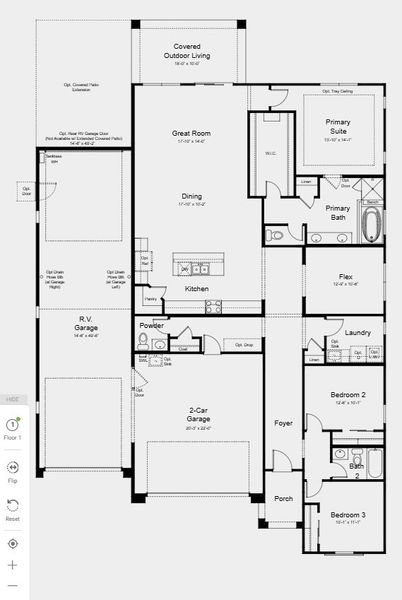 2D floor plan layout for the Embark by Taylor Morrison in Combs Ranch Journey Collection, San Tan Valley, AZ (Image 3). 2D floor plan layout for the Embark by Taylor Morrison in Combs Ranch Journey Collection, San Tan Valley, AZ (Image 3).