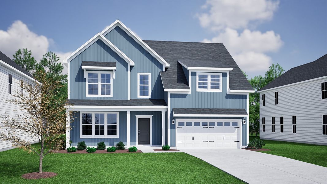 Representative exterior photo of a completed home built from the Savannah - Vanguard Collection by Mungo Homes in Fieldstone, Lexington, NC (Image 20).