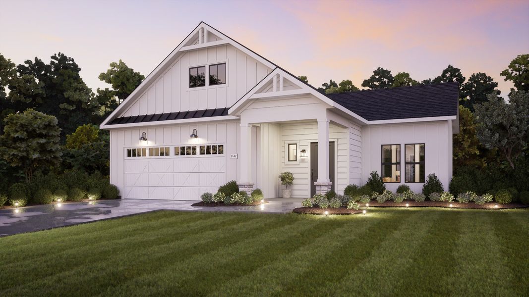 Representative exterior photo of a completed home built from the Palazzo by Epcon Communities in The Courtyards on the Greenway, Matthews, NC (Image 37).