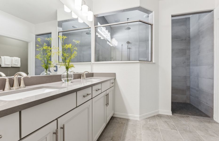 Spacious owner's bath with double vanity