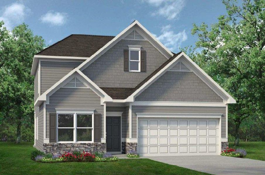 Front exterior of a new home in Fair Oak, Calhoun, GA, highlighting curb appeal (Image 1).
