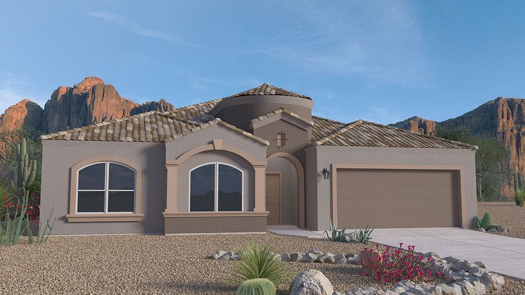 Representative exterior photo of a completed home built from the Citrine by D.R. Horton in Saguaro Bloom, Marana, AZ (Image 24). Representative exterior photo of a completed home built from the Citrine by D.R. Horton in Saguaro Bloom, Marana, AZ (Image 24).