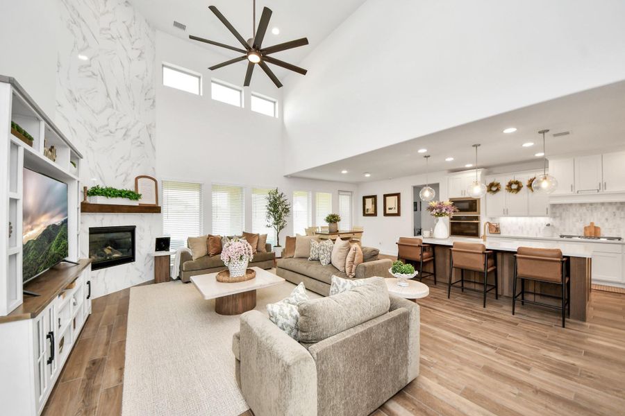 Spacious living room filled with natural light.