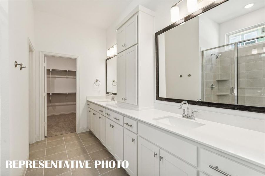 Plenty of space for 2 in this fantastic owner's bath!  REPRESENTATIVE PHOTO