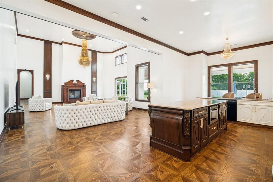 Kitchen overlooking the family room