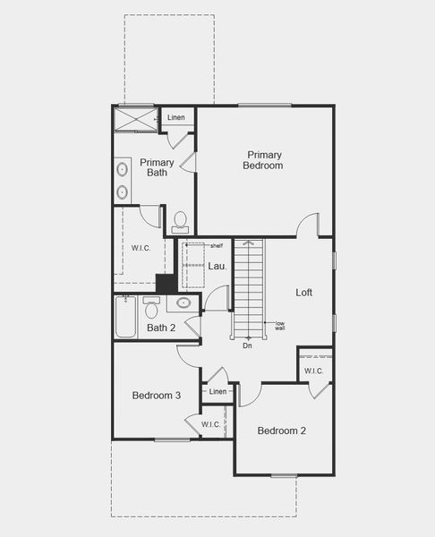 2D floor plan layout for the 1590 by KB Home in The Landings at Rancho Del Lago, Vail, AZ (Image 6).