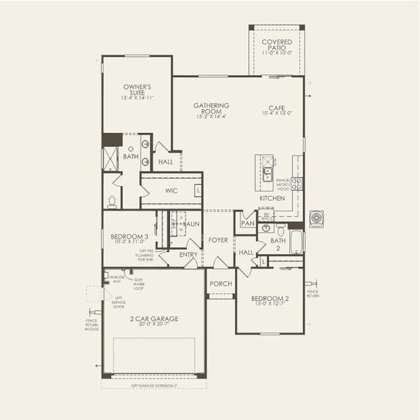 2D floor plan layout for the Potenza by Pulte Homes in Alamar, Avondale, AZ (Image 3).