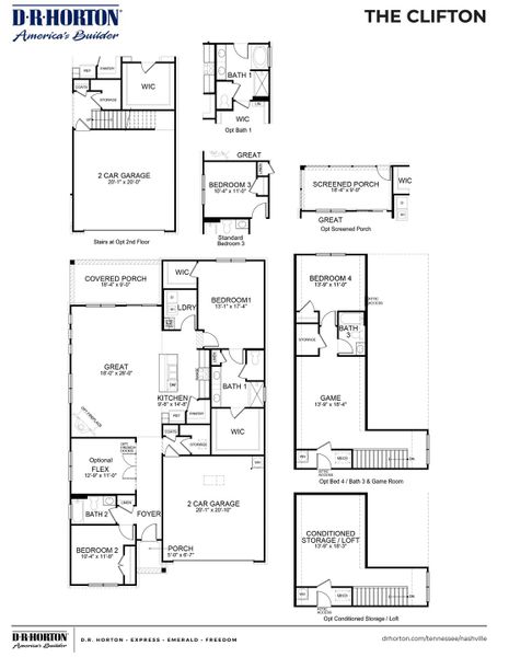 2D floor plan layout of this home in Nexus South, Gallatin, TN (Image 3).
