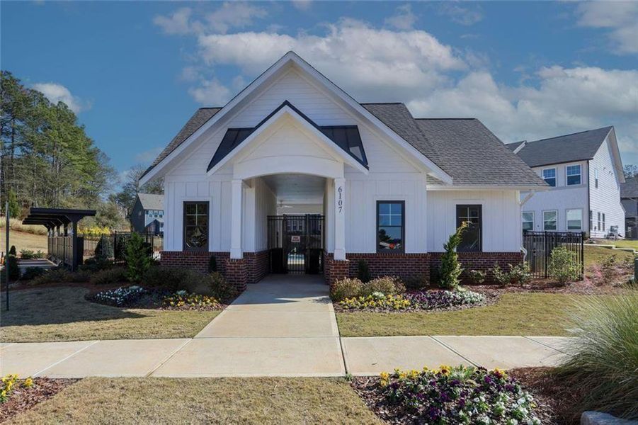 Front exterior of a new home in Laurelwood, Douglasville, GA, highlighting curb appeal (Image 29).