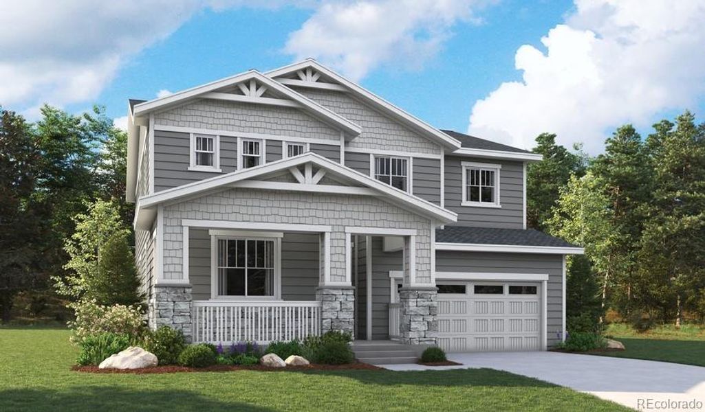 Front exterior of a new home in Parkdale, Erie, CO, highlighting curb appeal (Image 1). Front exterior of a new home in Parkdale, Erie, CO, highlighting curb appeal (Image 1).