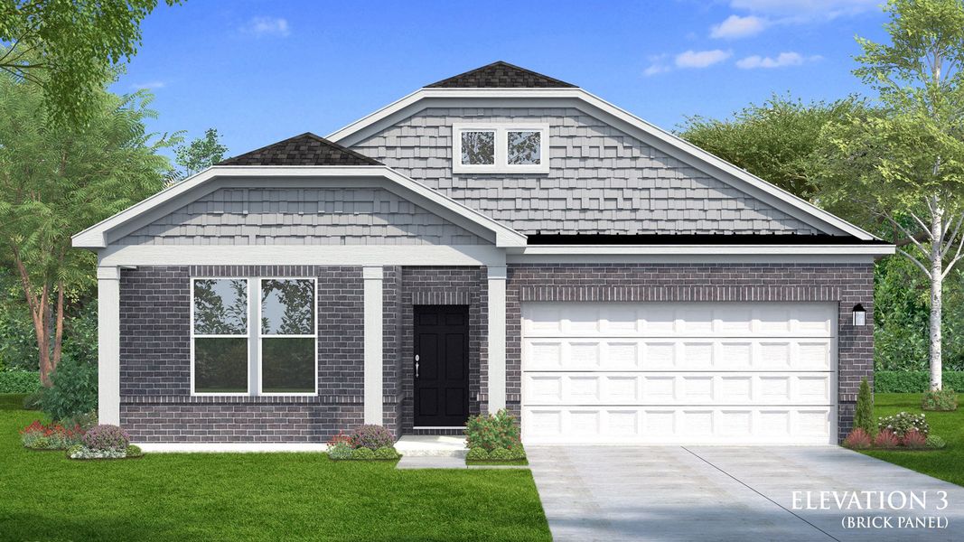 Representative exterior photo of a completed home built from the Chelsea by DRB Homes in Mason Glenn, Franklinton, NC (Image 8).