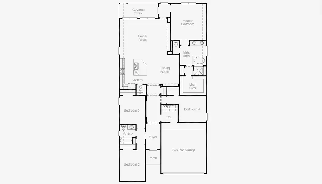 2D floor plan layout for the Austwell by Coventry Homes in Painted Tree 50', McKinney, TX (Image 3).