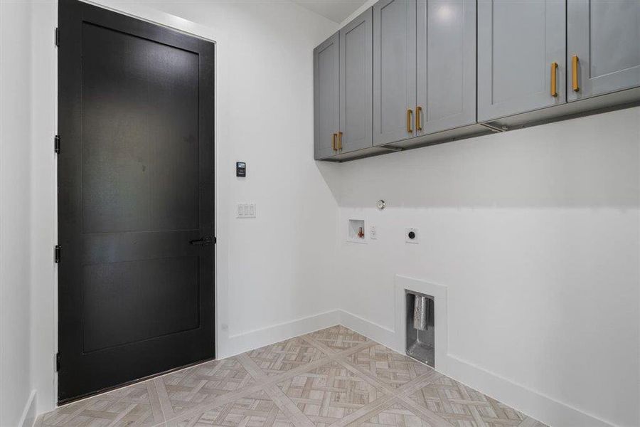 Washroom with cabinet space
