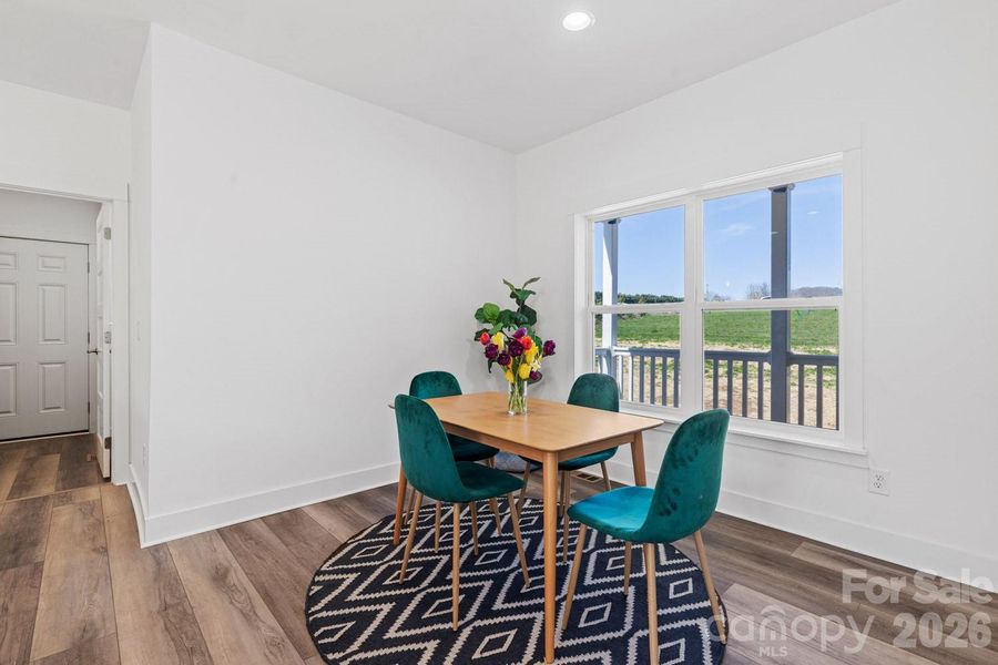 9-foot ceilings throughout enhance the sense of space