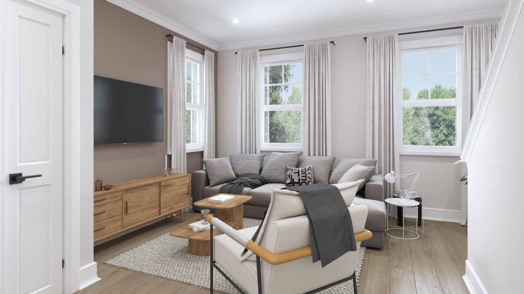 Representative furnished interior of a home built from the Carlton by D.R. Horton in Anderson Street Townhomes, Charlotte (Image 6).