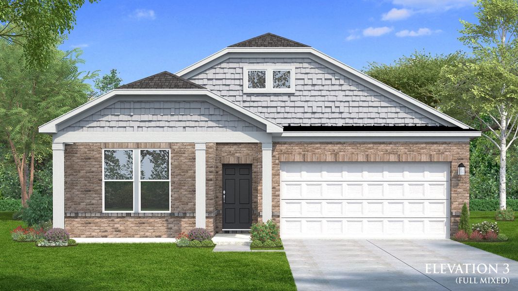 Representative exterior photo of a completed home built from the Chelsea by DRB Homes in Sidney Creek Single Family, Zebulon, NC (Image 10).