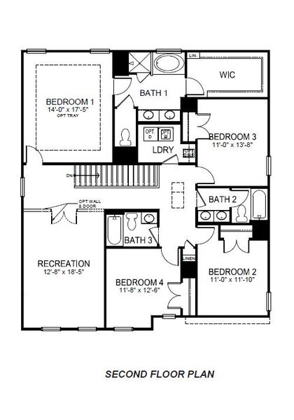 2D floor plan layout for the Summit by D.R. Horton in Harrison Valley, Simpsonville, SC (Image 4).