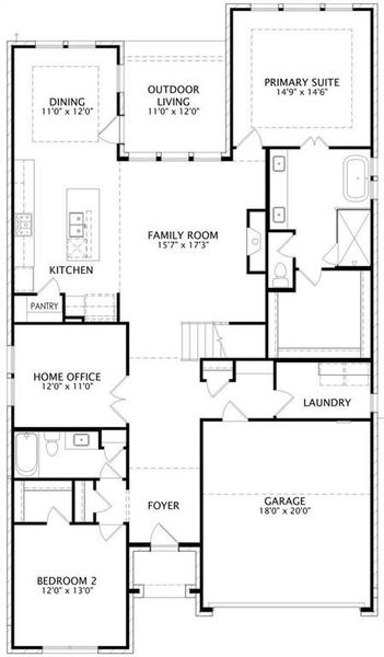 2D floor plan layout of this home in Hillstead, Lavon, TX (Image 3).