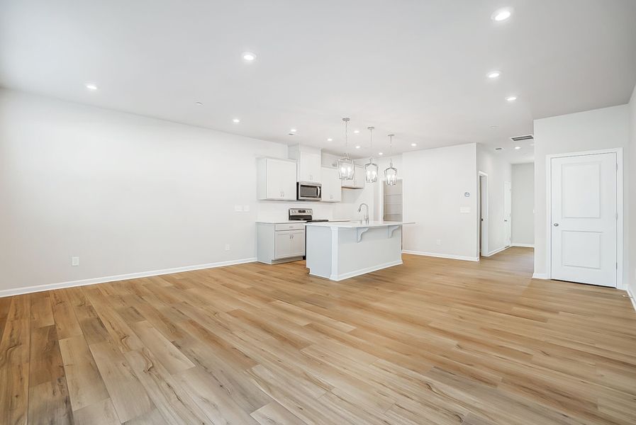 Gathering room and kitchen