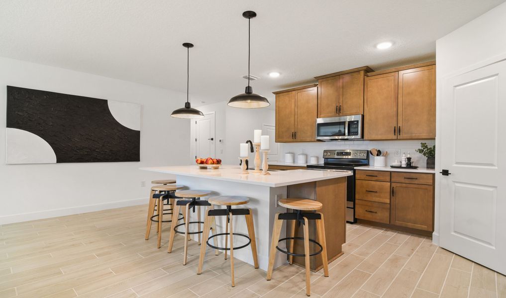 Kitchen with pendant lighting