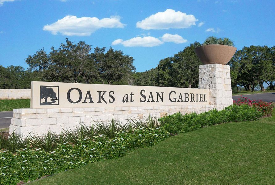 Community sign with a lawn