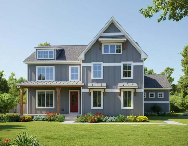 Front exterior of a new home in Aden Woods, Nashville, TN, highlighting curb appeal (Image 1). Front exterior of a new home in Aden Woods, Nashville, TN, highlighting curb appeal (Image 1).