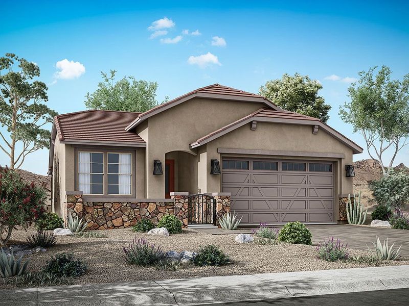 Representative exterior photo of a completed home built from the Turnberry II by William Ryan Homes in Fairways in Victory at Verrado, Buckeye, AZ (Image 4). Representative exterior photo of a completed home built from the Turnberry II by William Ryan Homes in Fairways in Victory at Verrado, Buckeye, AZ (Image 4).