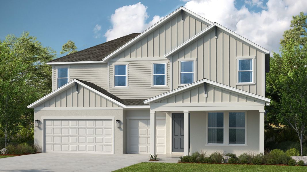 Representative exterior photo of a completed home built from the Waikiki by Taylor Morrison in Hammock at Two Rivers, Zephyrhills, FL (Image 6).