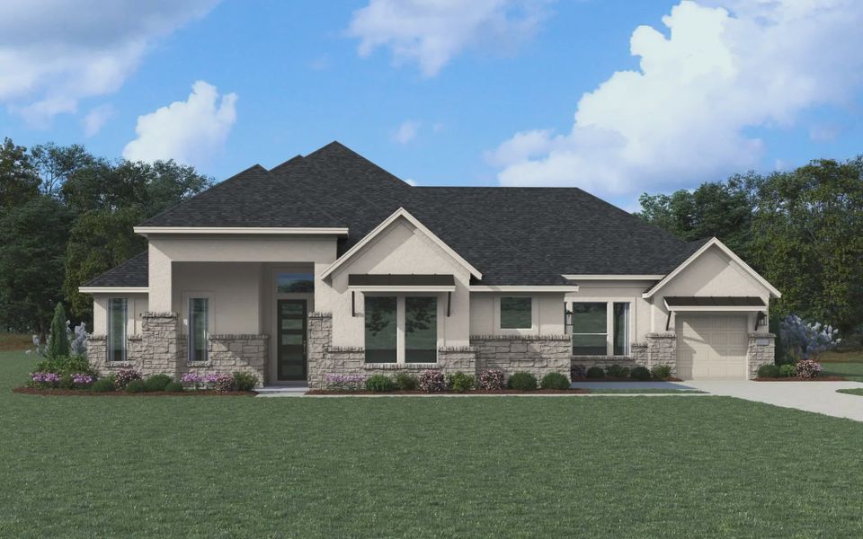 Representative exterior photo of a completed home built from the Calvin by Chesmar Homes in Heimer Estates at Garden Ridge, Fulshear, TX (Image 21).