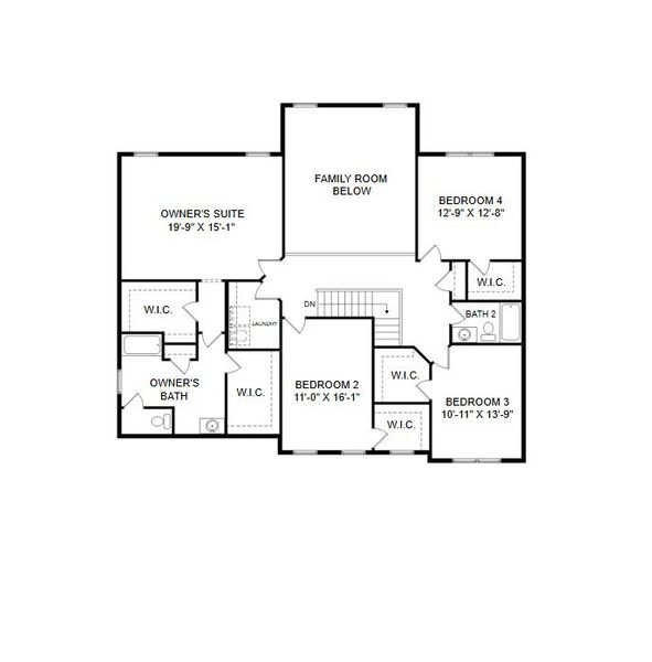 2D floor plan layout for the Hawthorne by Keystone Custom Homes in Preserve at Mayes Meadow, Huntersville, NC (Image 6).