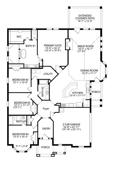 2D floor plan layout of this home in Joshua Meadows, Joshua, TX (Image 5).