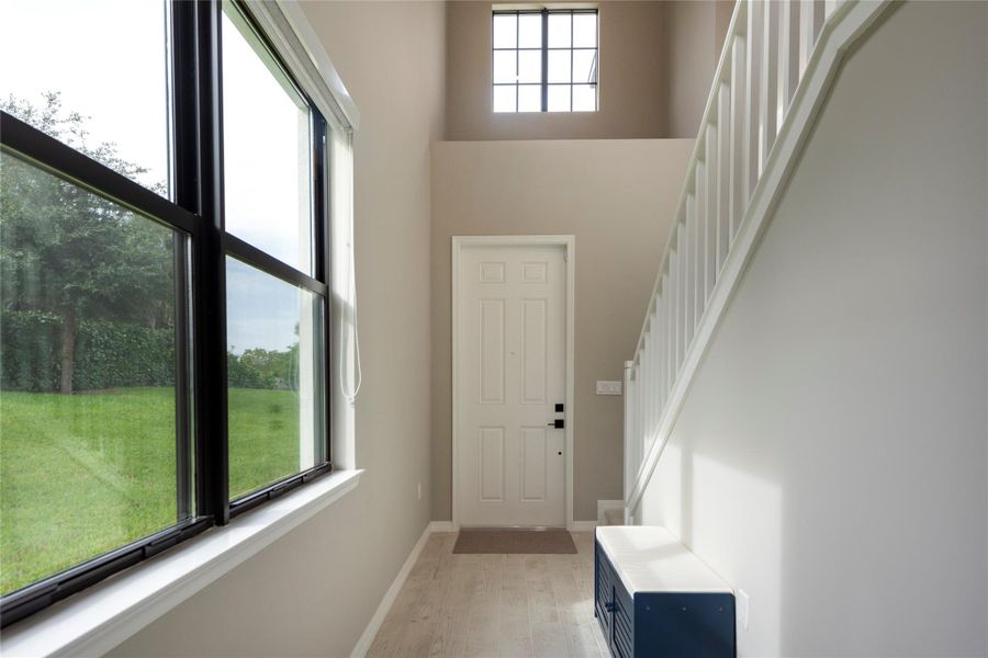 Foyer entry with double ceilings