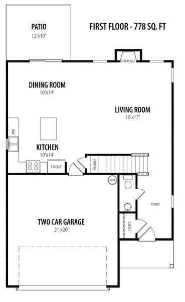 2D floor plan layout for the Palmer by RiverWILD Homes in Riverwood Ranch, Clayton, NC (Image 6).