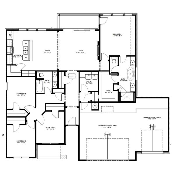 2D floor plan layout for the Cypress Creek by Flintrock Builder in Rosenthal Estates, Lorena, TX (Image 3). 2D floor plan layout for the Cypress Creek by Flintrock Builder in Rosenthal Estates, Lorena, TX (Image 3).