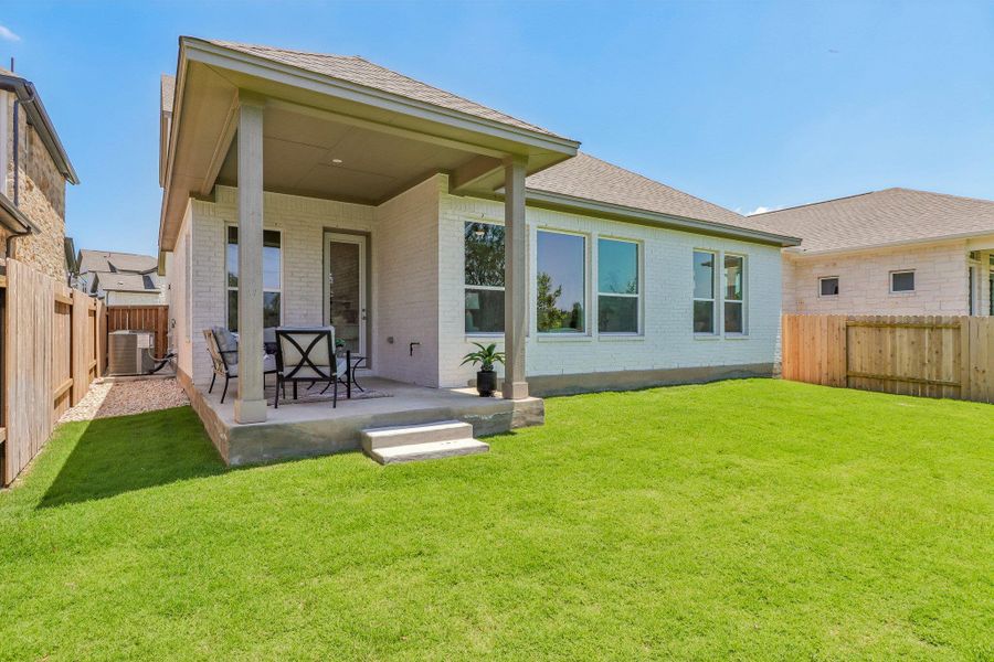 Exterior details and patio area of a home in Persimmon, Buda (Image 3).