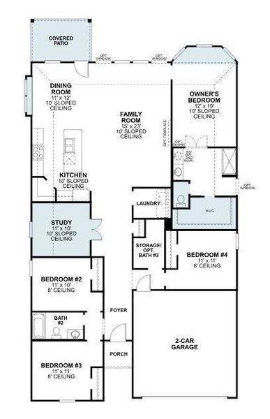 2D floor plan layout of this home in Mobberly Farms, Pilot Point, TX (Image 3).