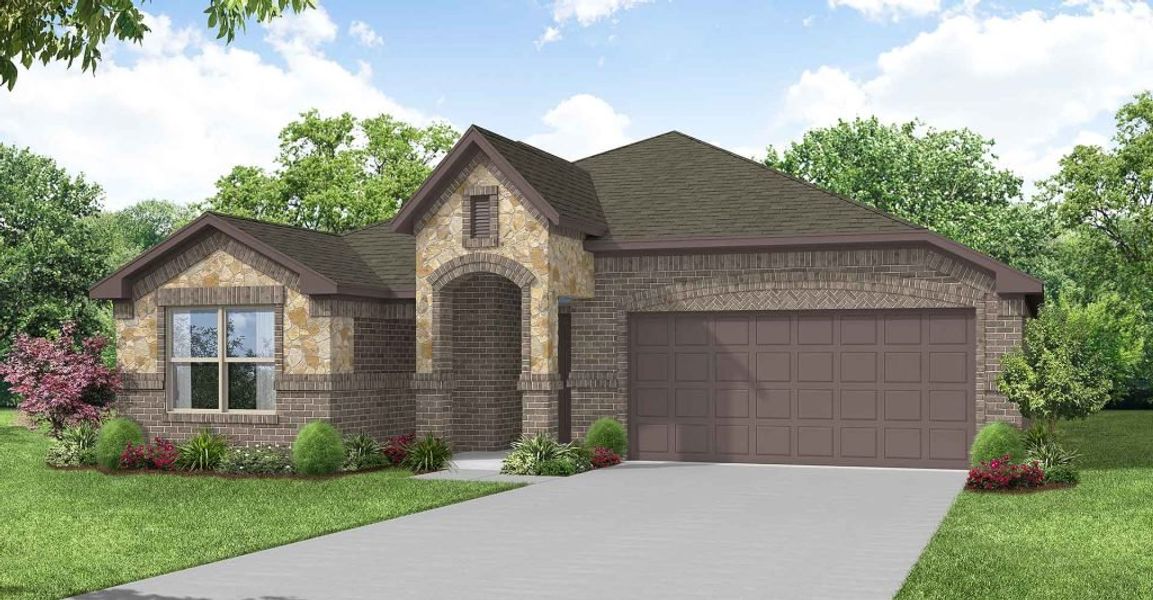 Representative exterior photo of a completed home built from the Boston by Impression Homes in Terra Vella, Haslet, TX (Image 18).