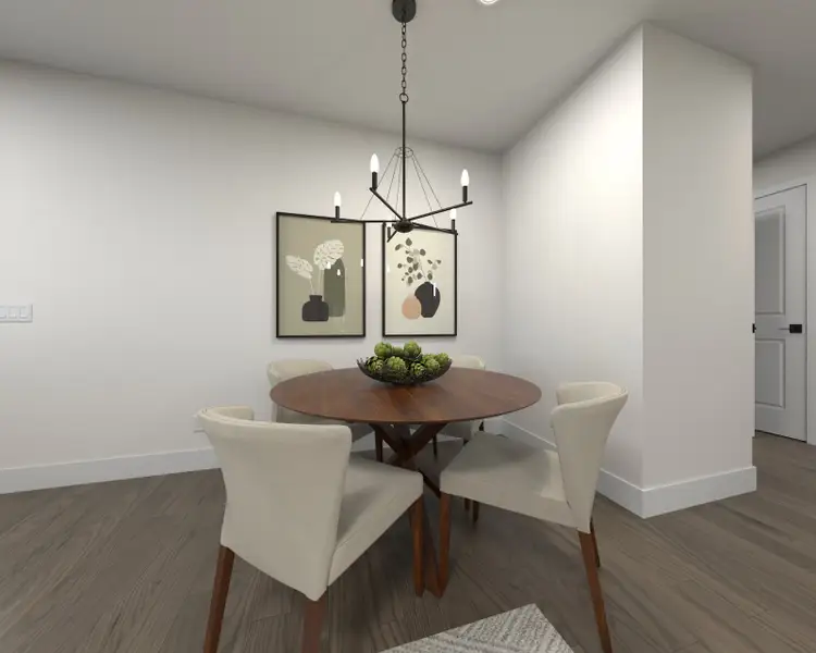 The open-concept floorplan allows for an easy flow between the kitchen and dining areas.