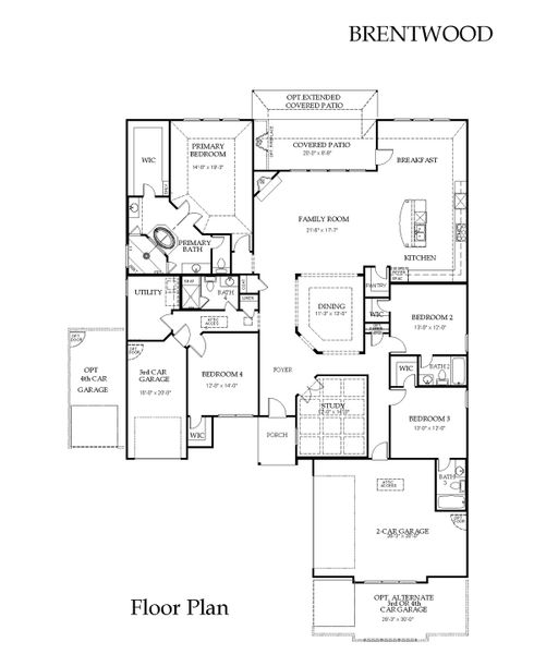 2D floor plan layout for the Brentwood by Windsor Homes in Nelson Lake Estates, Rockwall, TX (Image 6).