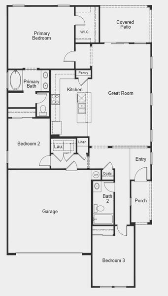 2D floor plan layout for the Plan 1573 by KB Home in Bella Camino Traditions, San Tan Valley, AZ (Image 3).